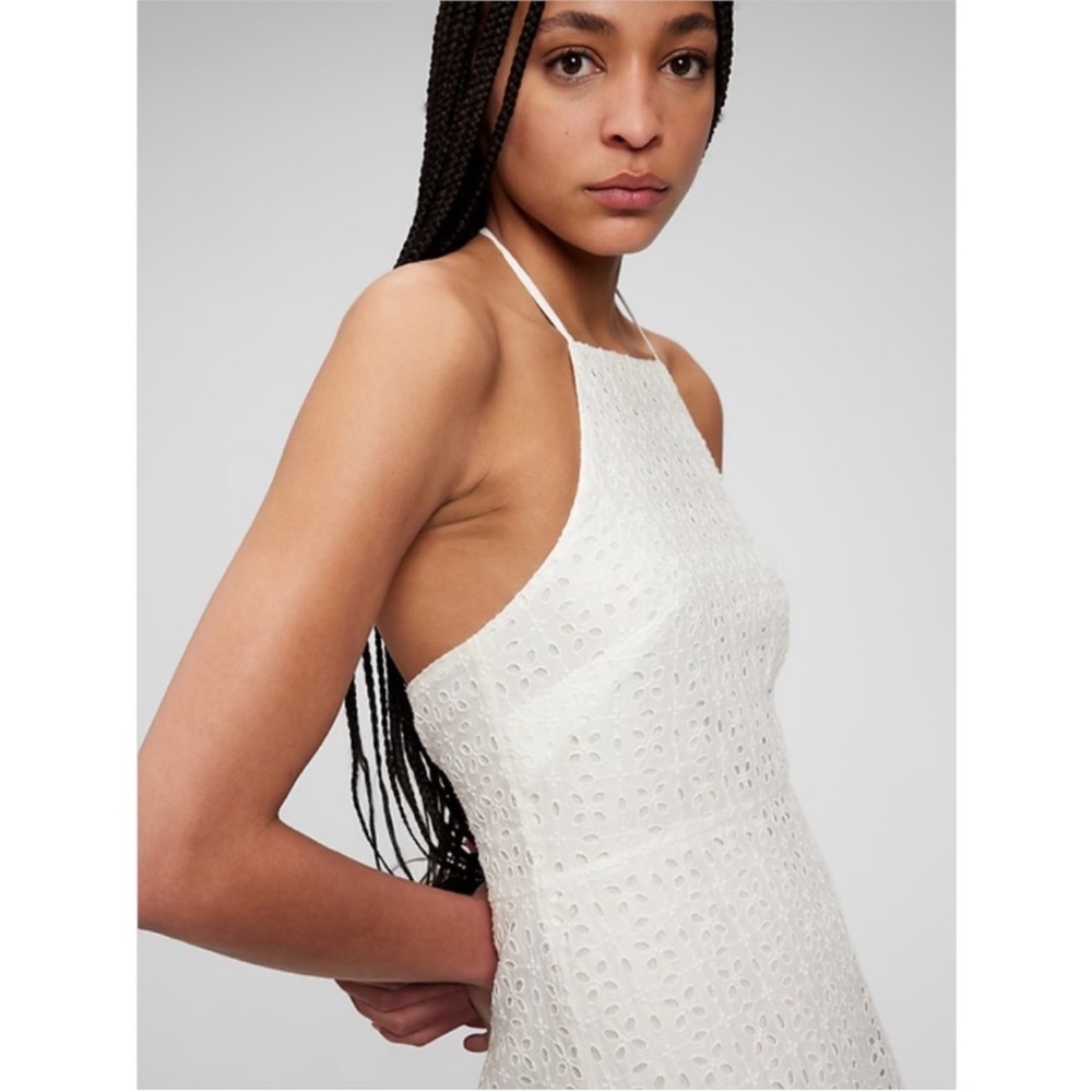 GAP Halter-neck Eyelet White Dress‎ Size 8 Tall - Picture 2 of 12